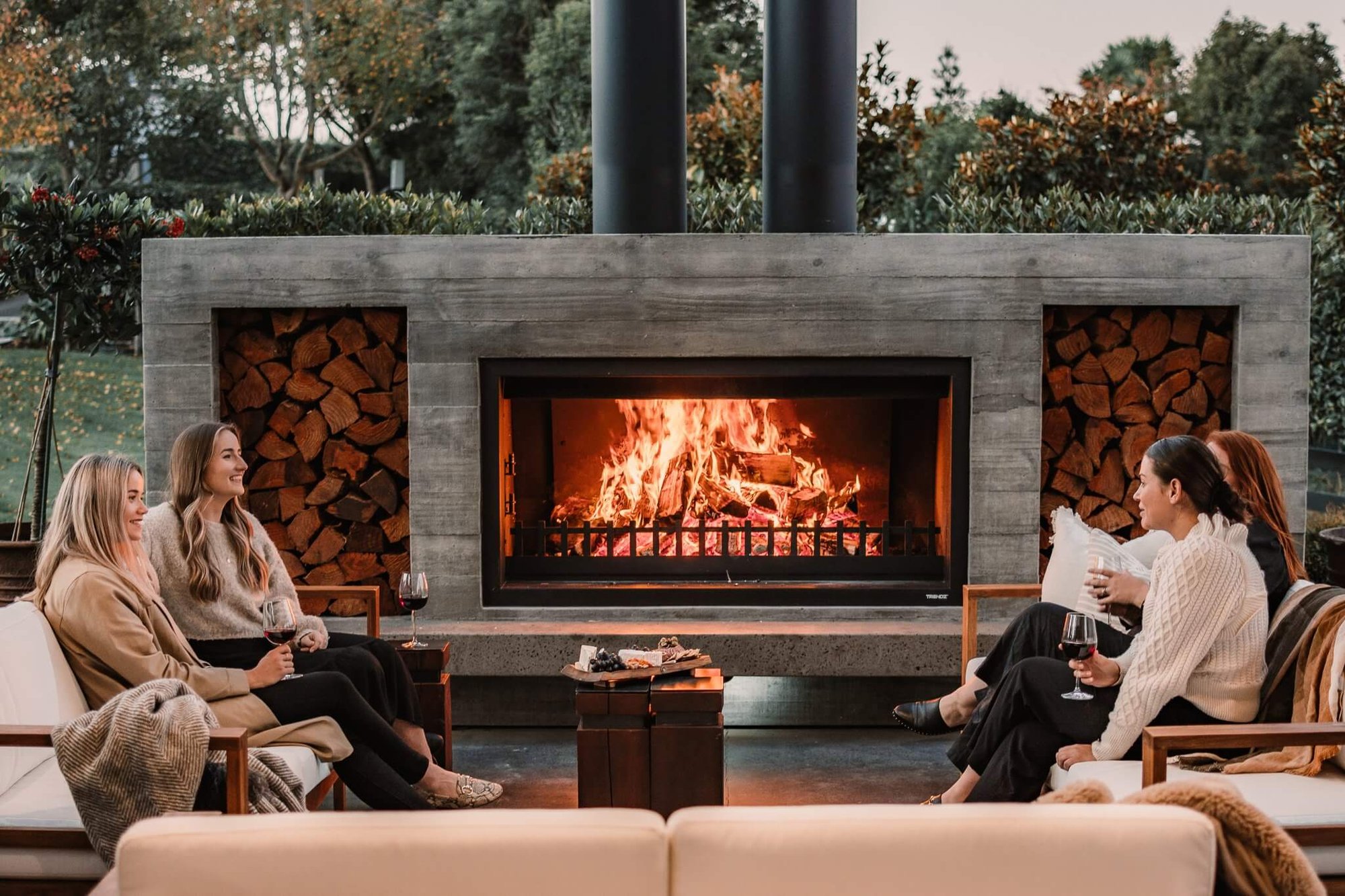 Twin peak custom outdoor fireplace