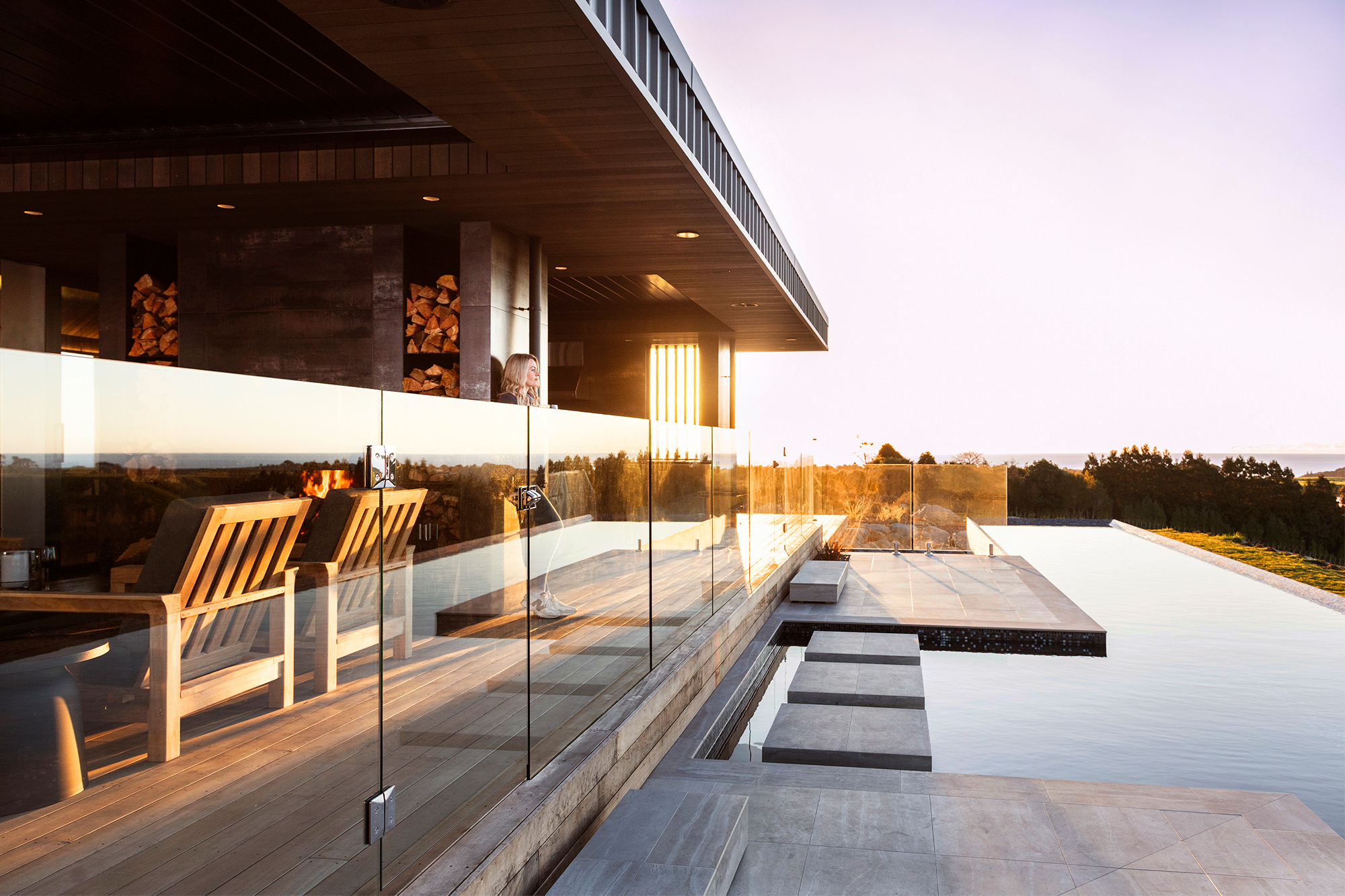 T1200 firebox insert in custom structure beside-the-pool