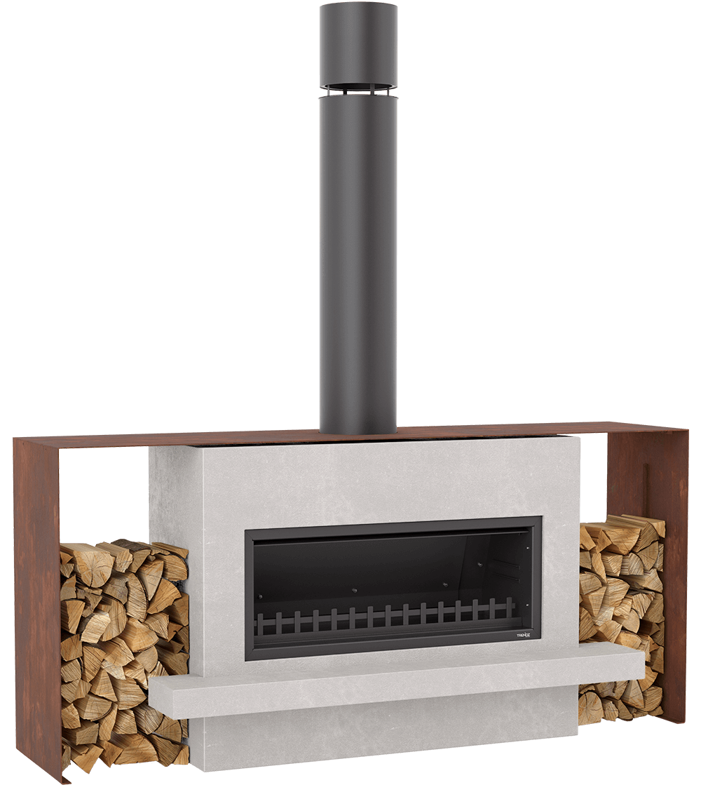 Custom designed outdoor fireplace Burton