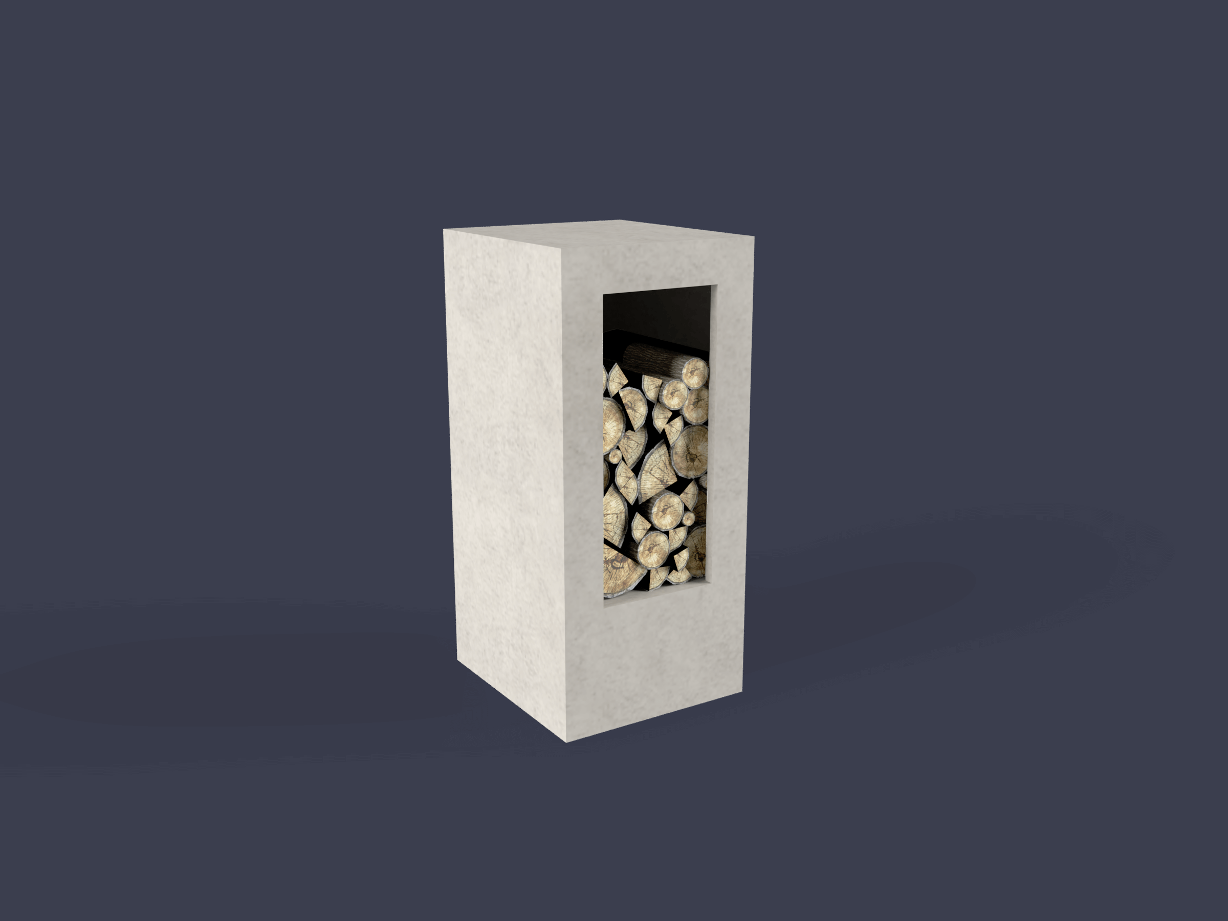 Concrete wood storage for outdoor fireplace 500mm woodbox