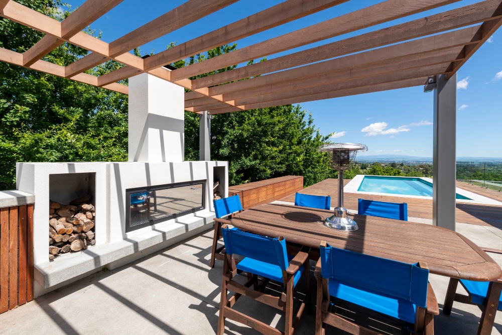 Burton with square chimney and GRC woodboxes