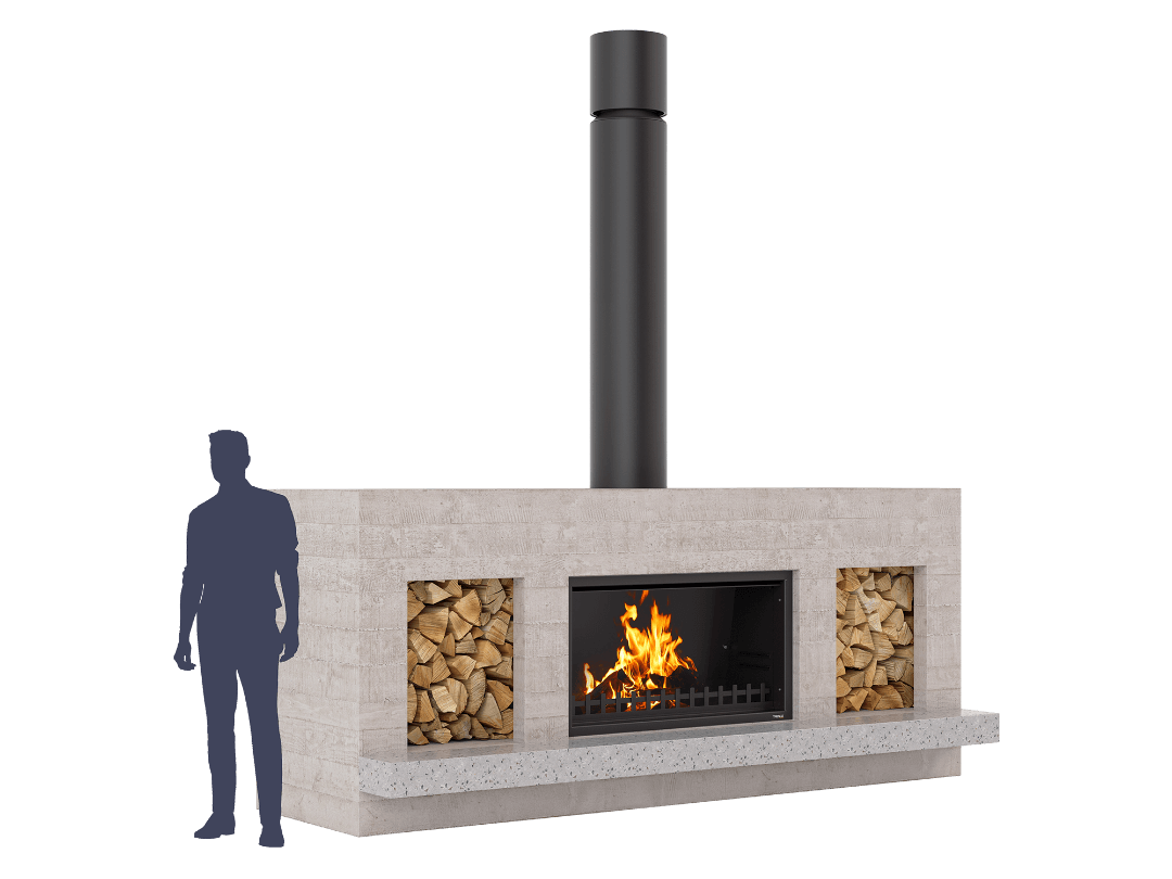 Single Peak w Hearth Silhouette Fire