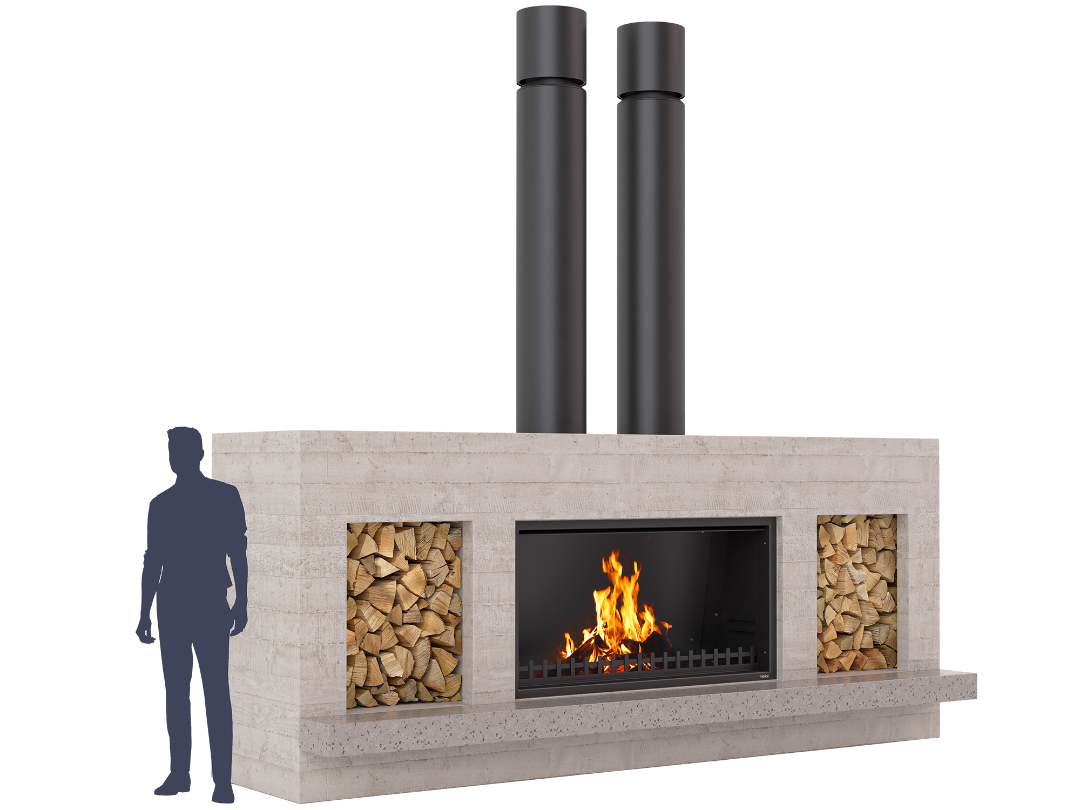 Twin Peak w Hearth Silhouette Fire